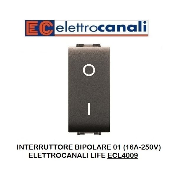 Interruttore Bipolare 01 Nero (16A-250V) Elettrocanali Life ECL4009 in  vendita online