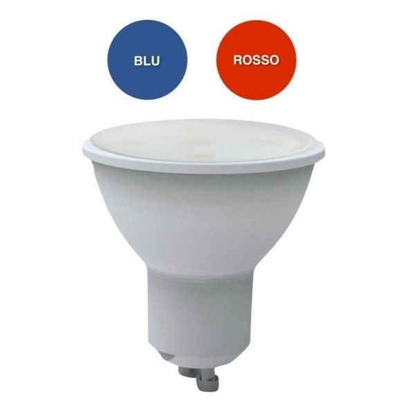 Lampadina LED Gu10 7w SMD SPOT LIGHT Rossa o Blu