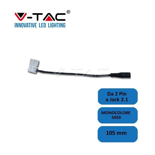 Connettore Flessibile Da Clip 2 Pin a Jack 2.1 Per Strip LED 5050 Femmina  V-TAC in vendita online