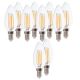 10x Candela LED a Filamento E14 - C37 - Trasparente - 5w - Luce Calda 2700k