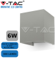 VT-759-GRY-APPLIQUE LED ESTERNO 6W IP65 LAMPADA CUBO PARETE DOPPIA LUCE REGOLABILE GRIGIO